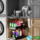 Organizator bucatarie multifunctional VarioShop®, cu doua rafturi extensibile si carlige, raft blat pentru condimente, accesorii de baie sau birou, design compact, 36 x 40 x 22 cm, Negru