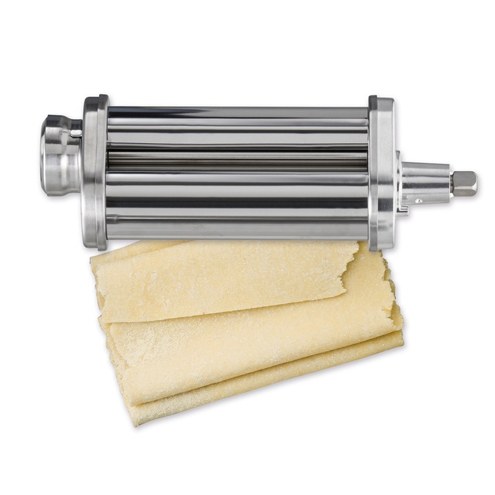 Accesoriu pentru intins aluatul de paste, Ideal pentru foi de lasagna, cannelloni, ravioli, compatibil cu mixerul Latkon® LTK-1800, Otel Inoxidabil, Argintiu