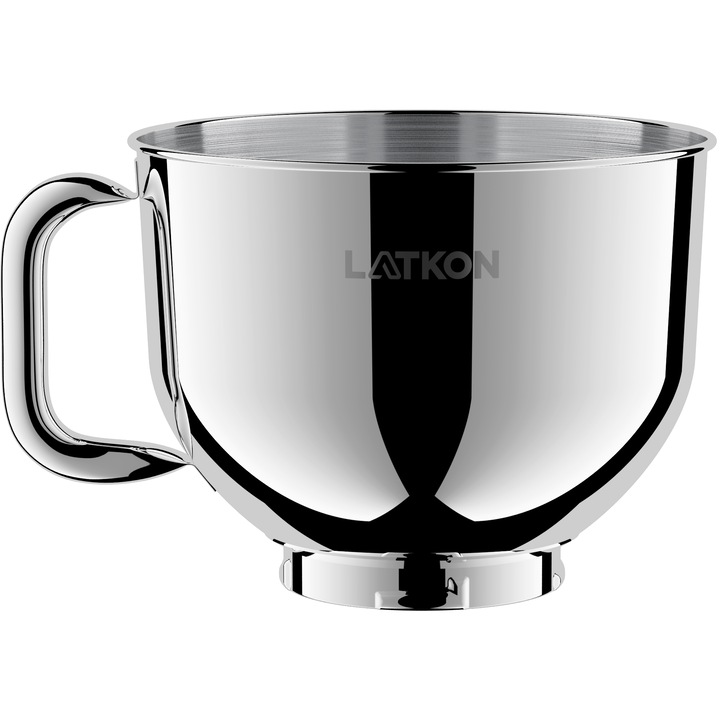 Bol de inox, compatibil cu mixerul Latkon® LTK-1800, 6L, Otel Inoxidabil, Argintiu