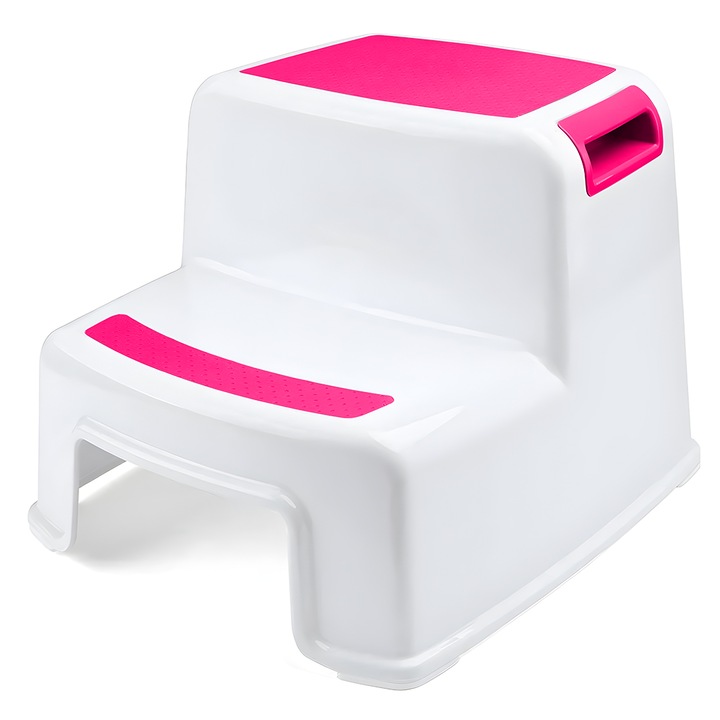 Детско стъпало Teno, с две стъпала, нехлъзгава повърхност, за кухня/баня, тип стълба, удобно, безопасно, розово