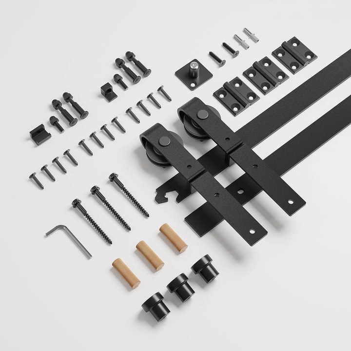 Kit accesorii usi, CCJH, sistem glisant usa, capacitate 150kg, 102cm, negru