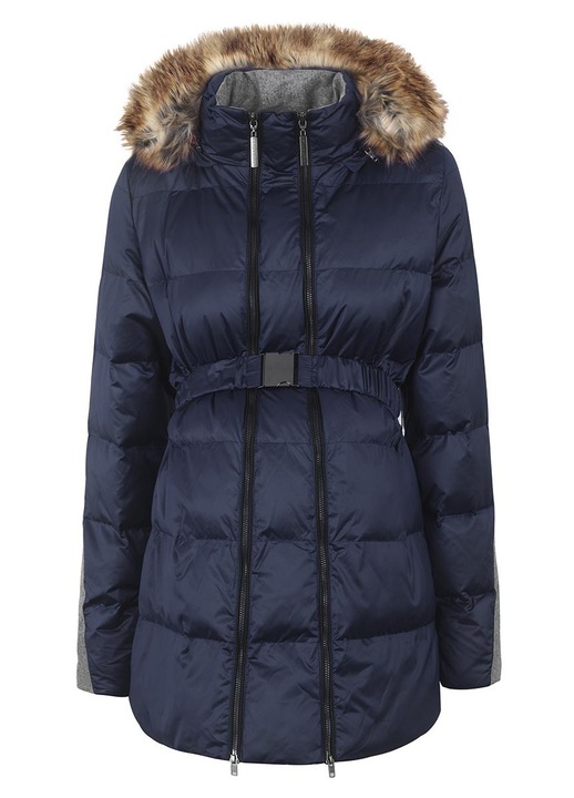 Geaca gravide, Bellybutton, gluga cu blana, bleumarin, poliester