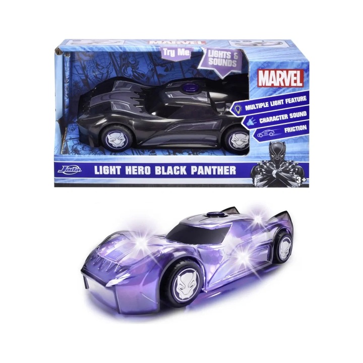 Masinuta jada marvel light black panther cu sunete si lumini scara 1:32