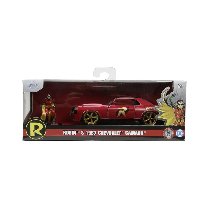 Set Batman figurina robin si masinuta metalica chevrolet camaro 1967 scara 1:32