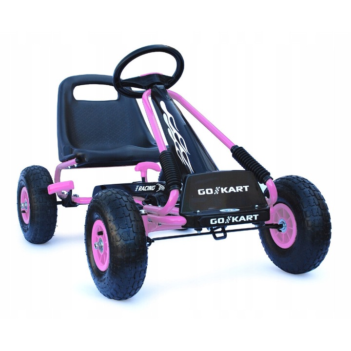 Kart pe pedale Drifter, Joy 4Kids, roz, 3-7 ani, 30kg, 101x61x62cm