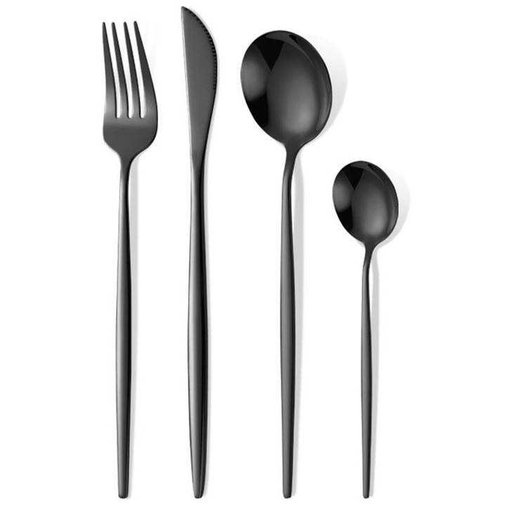 Set De Tacamuri Portugheze compus din 24 de piese, 18, 7- 23cm, negru lucios