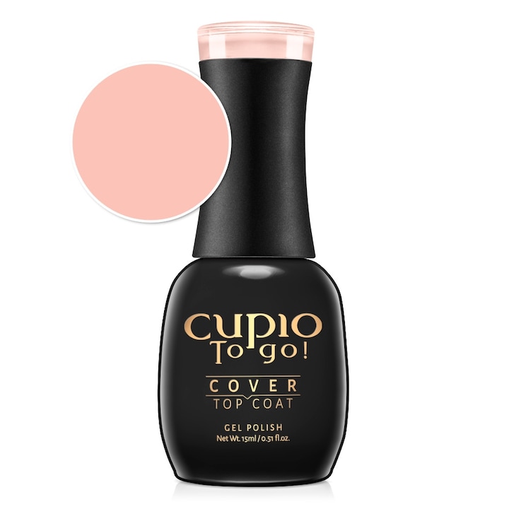 Gel UV Top Coat Cupio Milky Beige 15ml, translucid, flexibil
