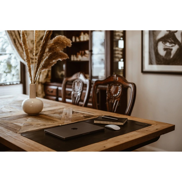 Mousepad, piele naturala, Think Leather, 44x77cm, maro inchis