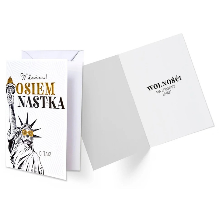 Felicitare pentru 18 ani, Statua Libertatii, Alb