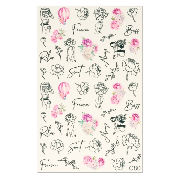 Tatuaj 2D unghii Cupio, decoratiune multicolor