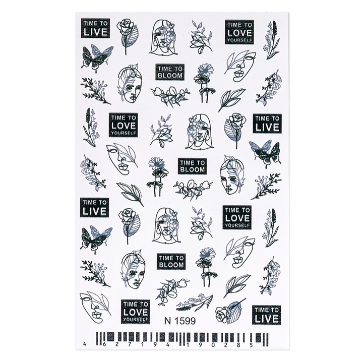 Tatuaj unghii Cupio N1599, decoratiune multicolora