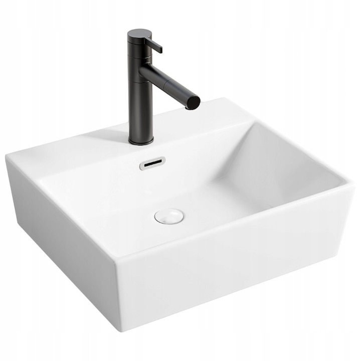 Laveta cu blat din ceramica alba dreptunghiulara 40 x 30 cm Rebiko
