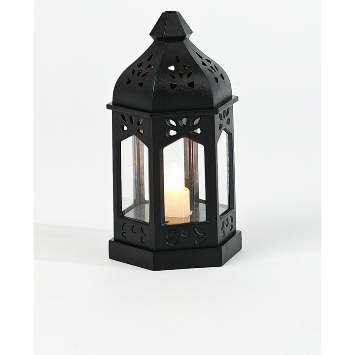 Lampa mica decorativa cu baterii, Negru, Shein, Dimensiunea 15x6 cm