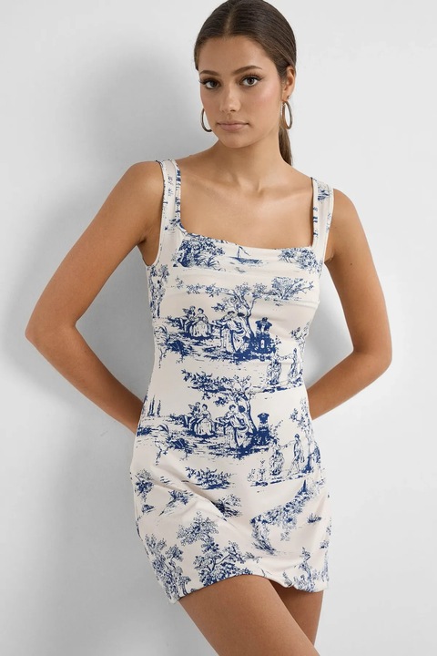 Мини рокля, HiCCUP, Полиестер/Еластан, Бял/Син