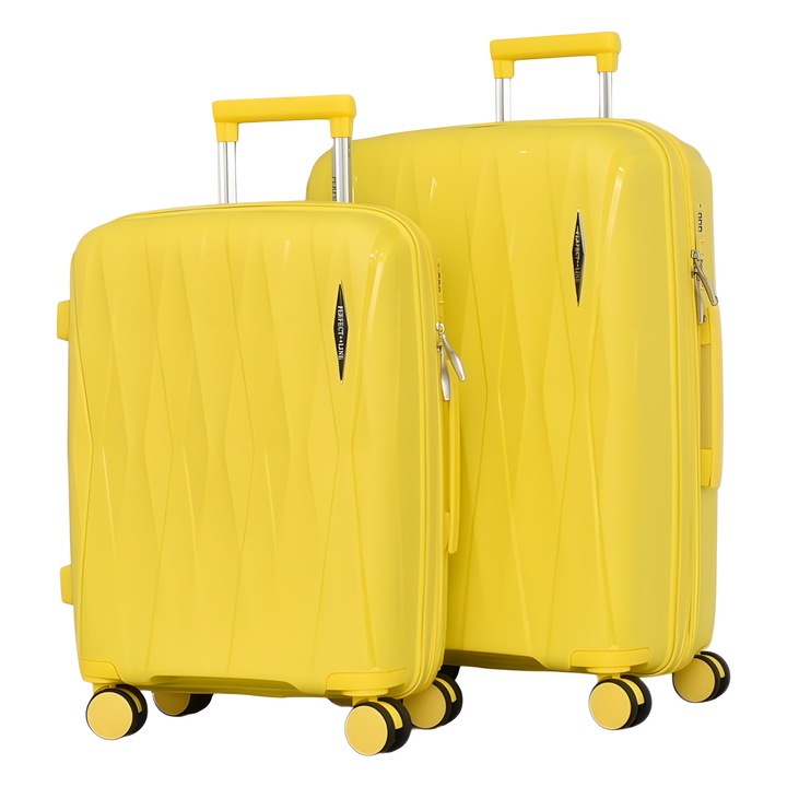 PERFECT++LINE PP 0606 bőrönd szett, bővíthető, 65/44/26 cm, sárga, 2 darabos