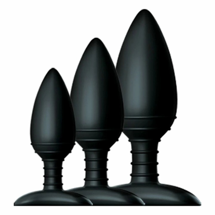 Nexus Trio anális dugó szett, orvosi szilikon, fekete, 8x3cm 10x4cm 12x5cm