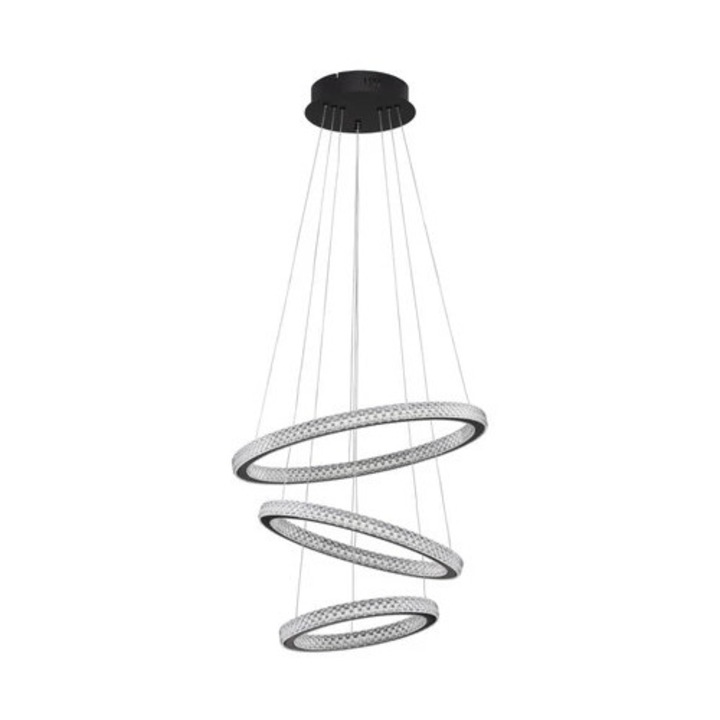 Висяща лампа Nova Luce Ginevra, черна, LED 69W, 3900 лумена, D.51см, височина 120см