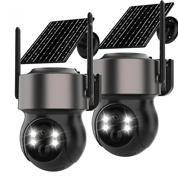 Kamera megfigyelőrendszer, 4MP, WiFi, napelemes, PTZ, 2 darab, plusz 128G