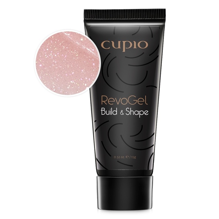 Cupio RevoGel Build & Shape UV építőgél, Kőszínű, 15g, sokoldalú, maximális stabilitás