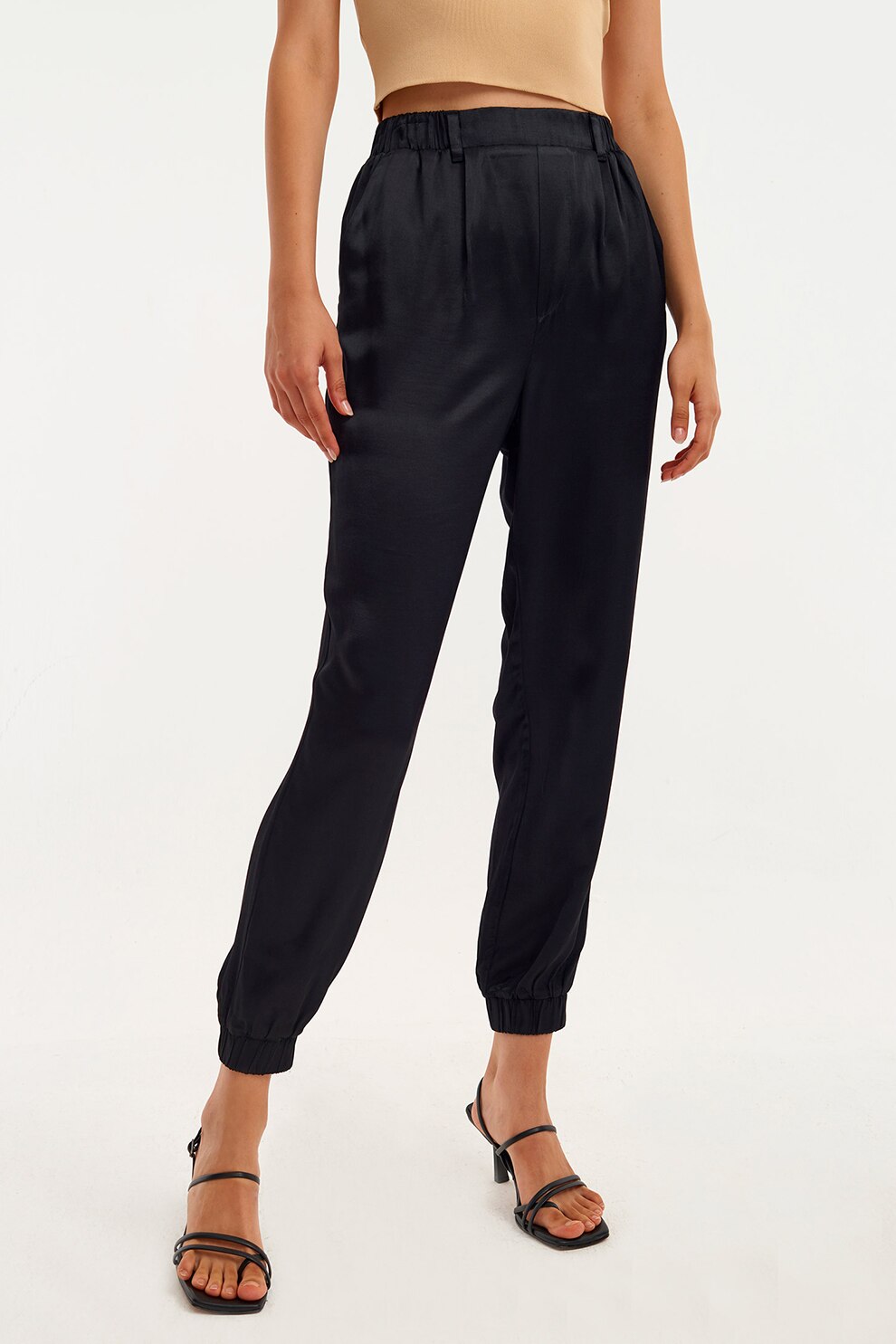OXXO, Pantaloni uni conici, Negru, M
