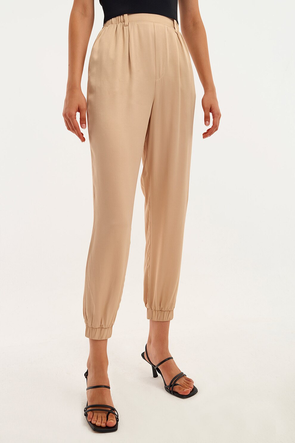 OXXO, Pantaloni uni conici, Maro nisip, S
