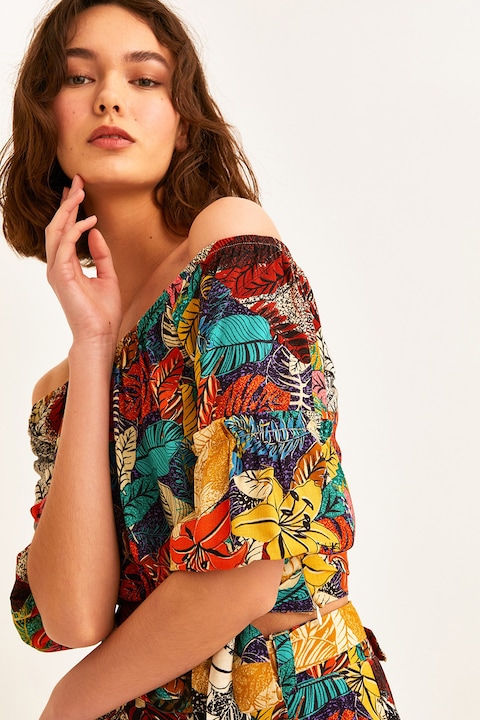 OXXO, Bluza cu model si decolteu pe umeri, Multicolor