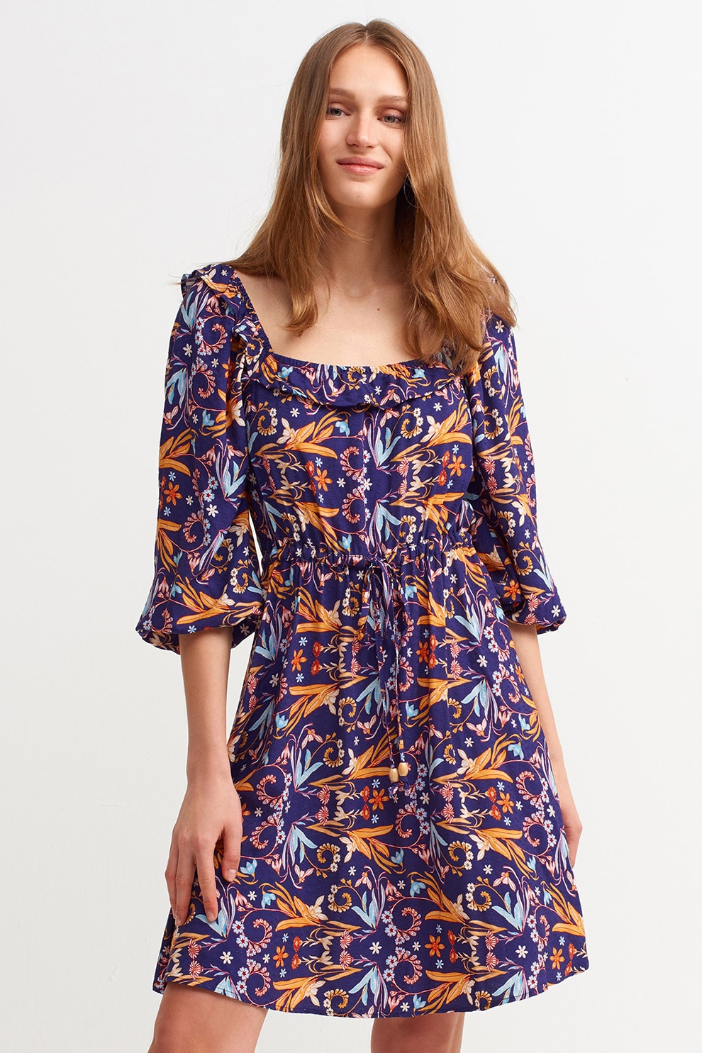 OXXO, Rochie evazata cu model, Portocaliu, Ametist, XS