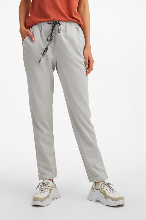 OXXO, Pantaloni din amestec de lyocell cu snur, Gri deschis