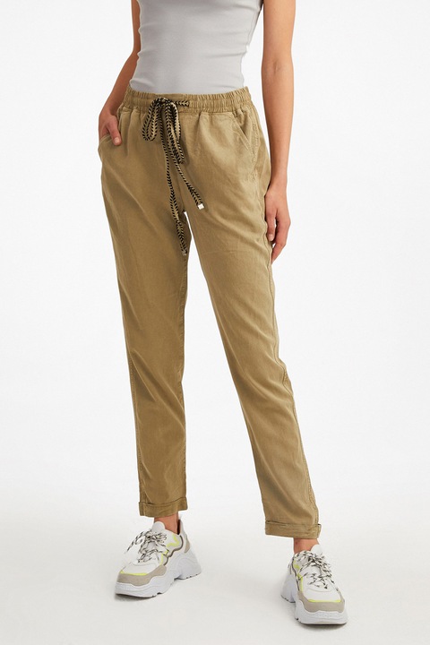 OXXO, Pantaloni din amestec de lyocell cu snur, Verde masliniu