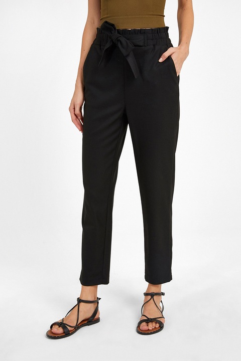 OXXO, Pantaloni conici cu talie inalta, Negru