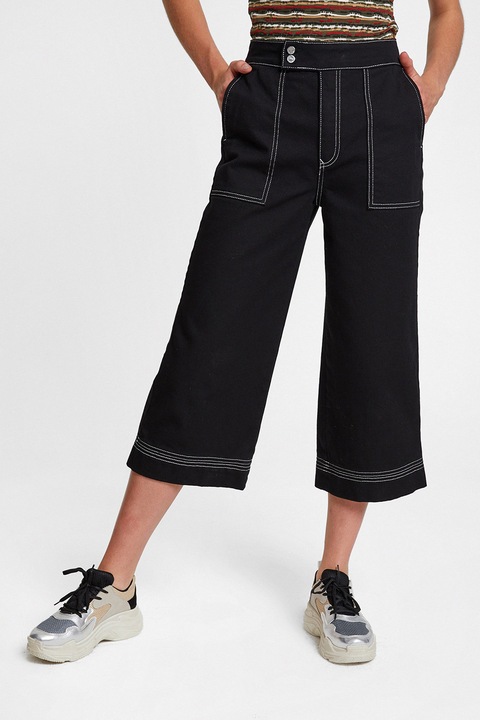 OXXO, Pantaloni kick flared cu talie inalta, Negru