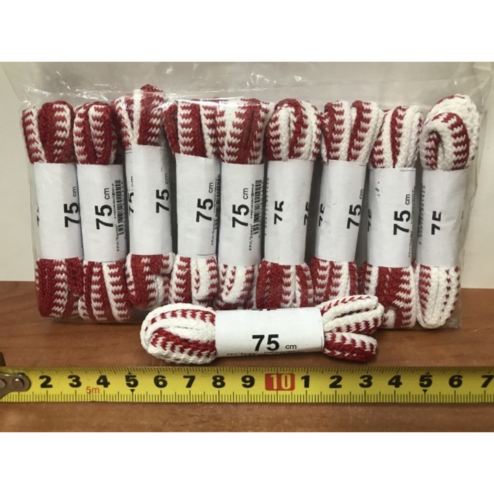 Snururi incaltaminte sportiva SANDEX, alb-rosu, 60cm, set 10 perechi