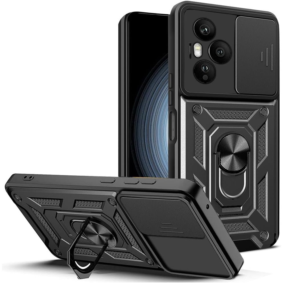 Husa pentru Honor 400 Pro Ring Armor Kickstand Tough Rugged Cover cu protectie camera - Negru royal