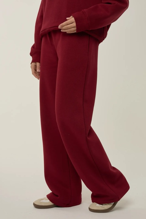 Nadrág, HiCCUP, húzózsinóros derékkal, bő szabású, piros, pamut/poliészter