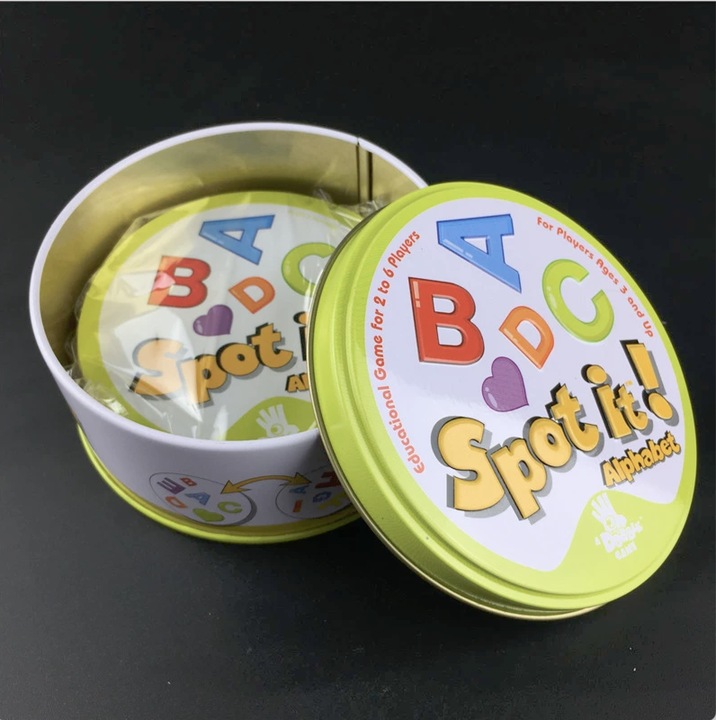 Настолна игра - Spot It Junior Animals, Игра Dobble, Азбука, 4 години, 2-6 играчи, Карти за игра за деца