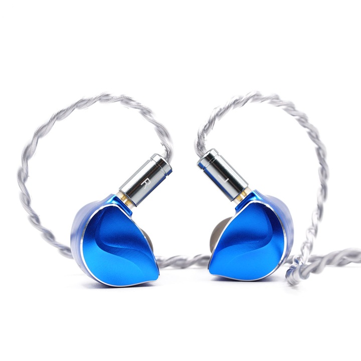 BQEYZ Casti In-Ear Winter Ultra, 1DD+1BC, Albastru, Difuzor dinamic hibrid cu monitor intraauricular cu conductie osoasa PZT Cablu Detasabil 3.5mm