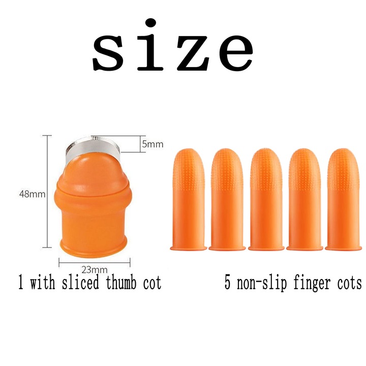 Set 5 protectii pentru degete, TREXORA, portocalii, design cu lama din silicon, utilizare multi-scop