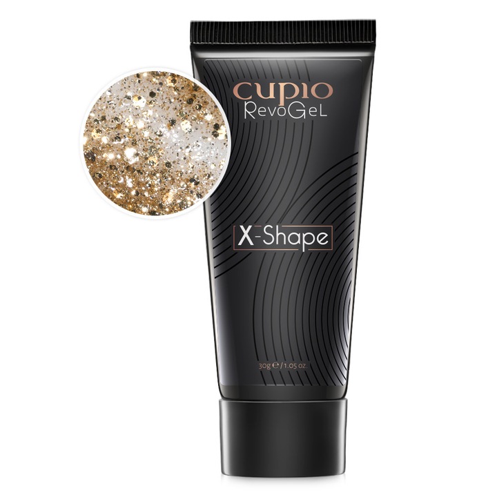 Gel UV RevoGel Cupio X-Shape, Auriu, 30g