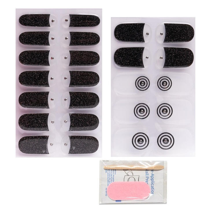 Sticker pentru unghii din gel Pinx, set 24 bucati, negru