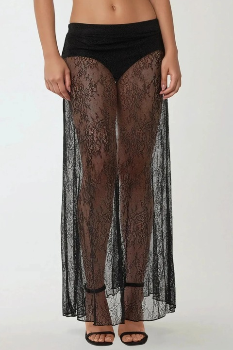 Дамска макси пола HiCCUP, дантела, черна