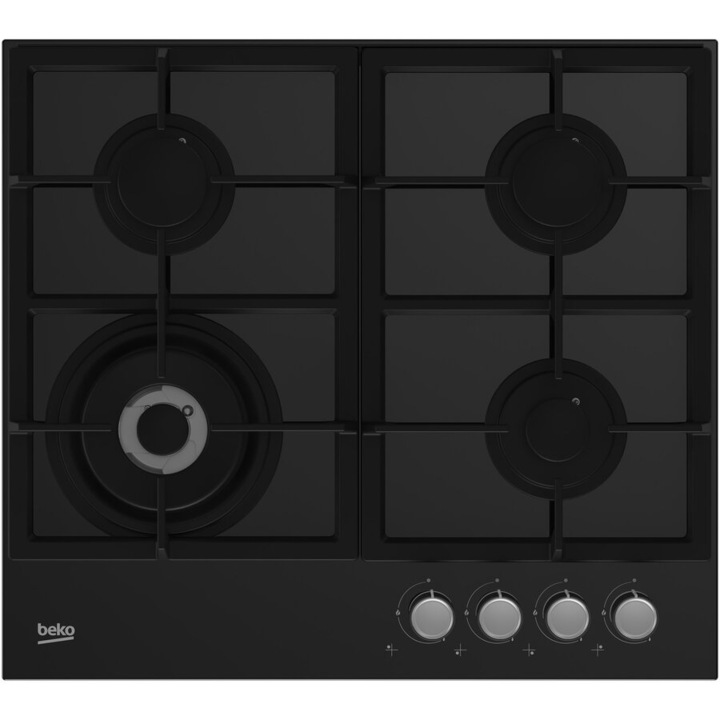 Beko HILW64235S gázfőzőlap, 4 főzőzóna, inox, 60cm, fekete