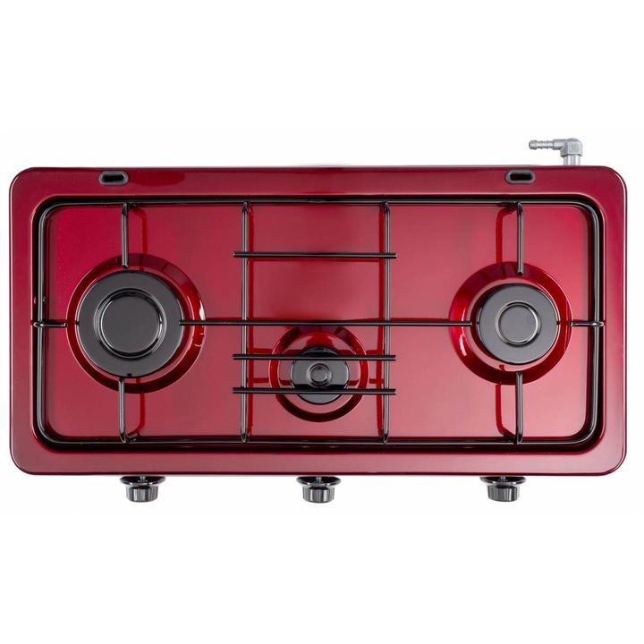 Plita Aragaz LDK AMORFO 3 Gaz 3 arzatoare Bordo + Capac Metalic