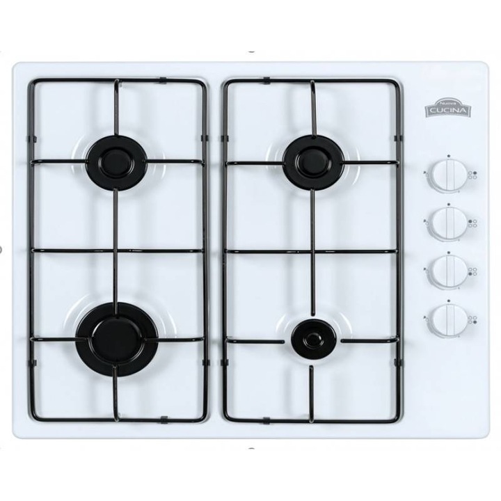 Plita incorporabila Nuova Cucina PG60 Gaz 4 Arzatoare 3000W Alb