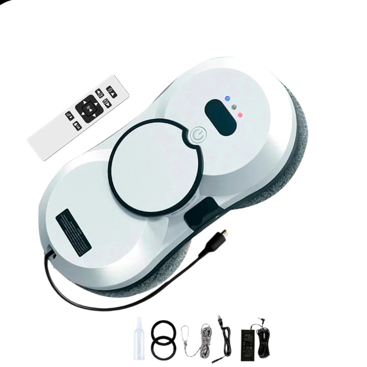 Ablaktisztító robot, 5600Pa szívóerő, elektromos permetező, esésgátló, távirányító, fehér