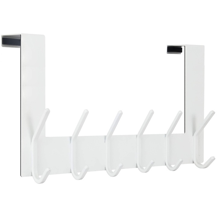 Cuier alb MWAOWM 6 carlige, protectie usa, 38x8.5x18.6cm