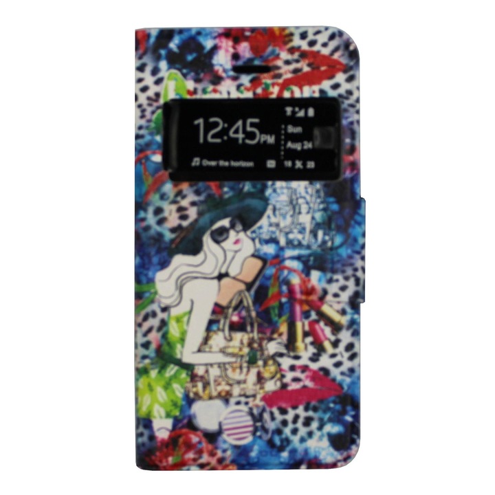 Husa telefon Oba Style cu display pentru apeluri, multicolor, pentru iPhone 5, iPhone 5s, iPhone SE 2016