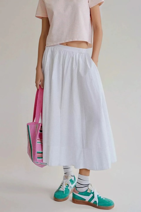 Fusta maxi dama HiCCUP, textil, alb