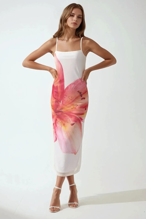 Rochie maxi mulata, HiCCUP, imprimeu floral, multicolor, tul