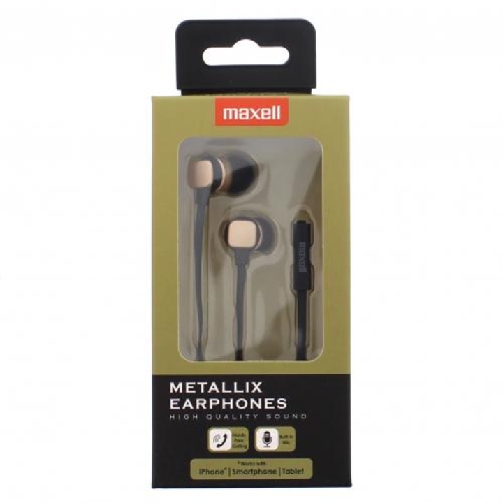 Maxell Metallix Gold lapos kábeles fejhallgató mikrofonnal