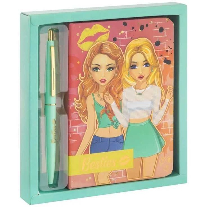 Carnetel Besties cu Pix 90 de File Liniate, 15 x 10.5 cm Grafix GR140045